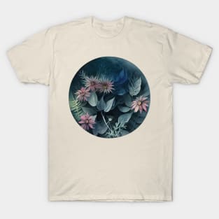 Pink Daisy, Green Leaves T-Shirt